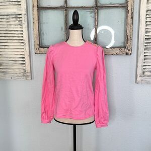 Charter Club Womens Top Heart Button Shoulder Long Sleeve Pink Size Petite NWT